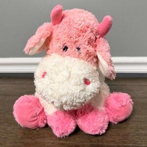 Demdaco Nat & Jules Pink White Heart Cow Plush